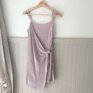 🩷 Cute Pink Wrap Dress All in Favor Mauve and White Striped Mini Dress Size XS